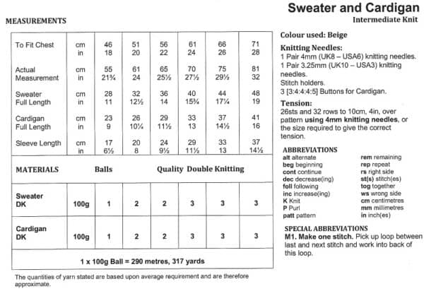 UKHKA 270 Knitting Pattern Double Knitting