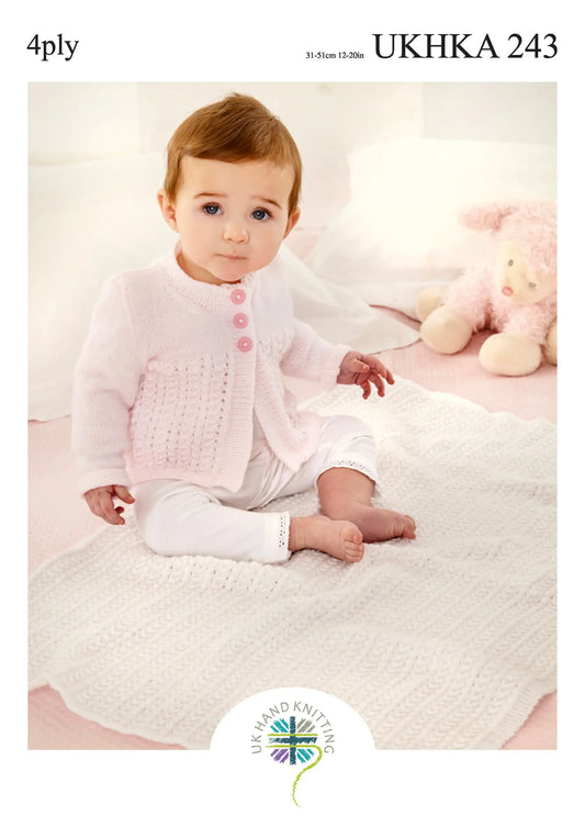UKHKA 243Cardigan, Waistcoat and Blanket 4 Ply