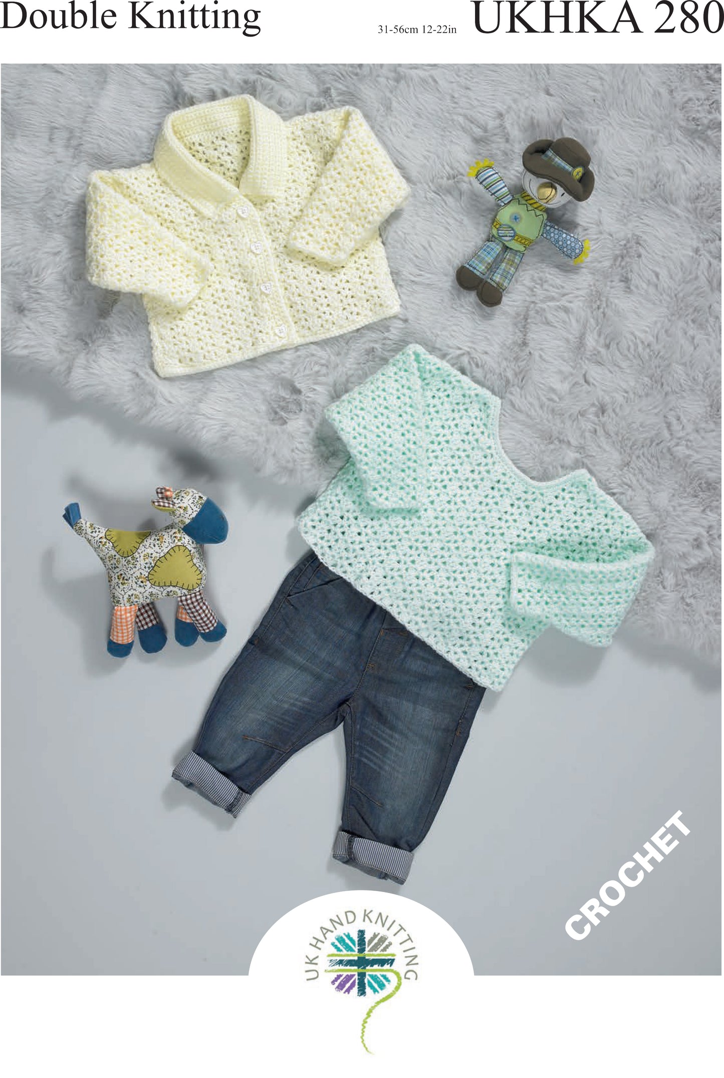 UKHKA 280 Crochet Baby Sweater and Cardigan Double Knitting