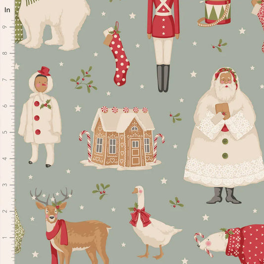 100% Cotton  by TILDA Winter Friends - Duck Egg