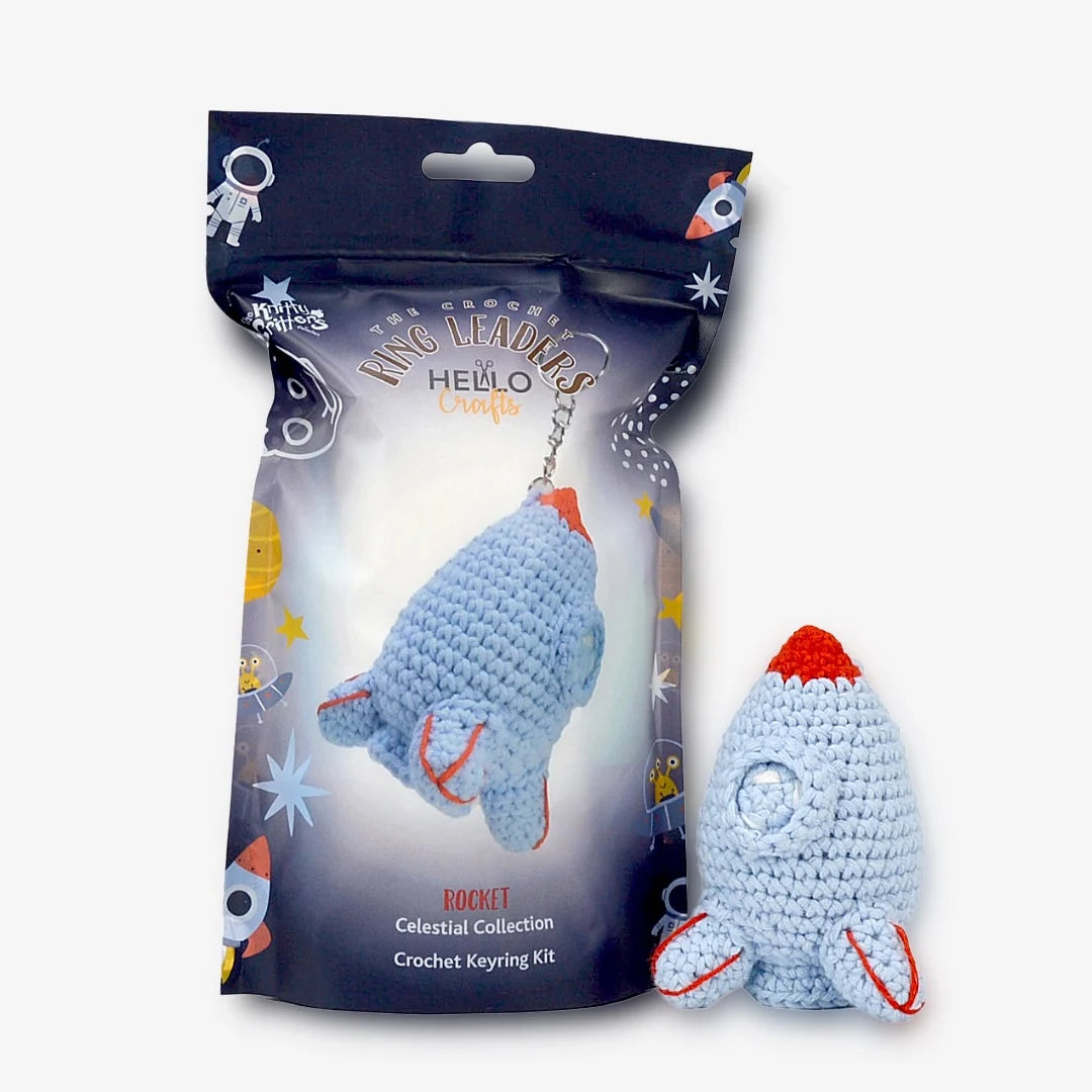 The Knitty Critters Celestial Collection Rocket Ring Leaders Keyring Kit