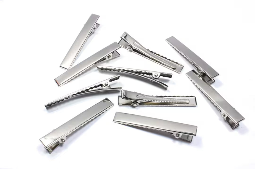 Metal Crocodile style Hair Clip- Silver Coloured