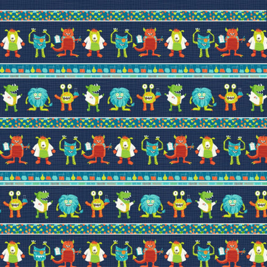 100% Cotton Monster Lab Striped - Studio E