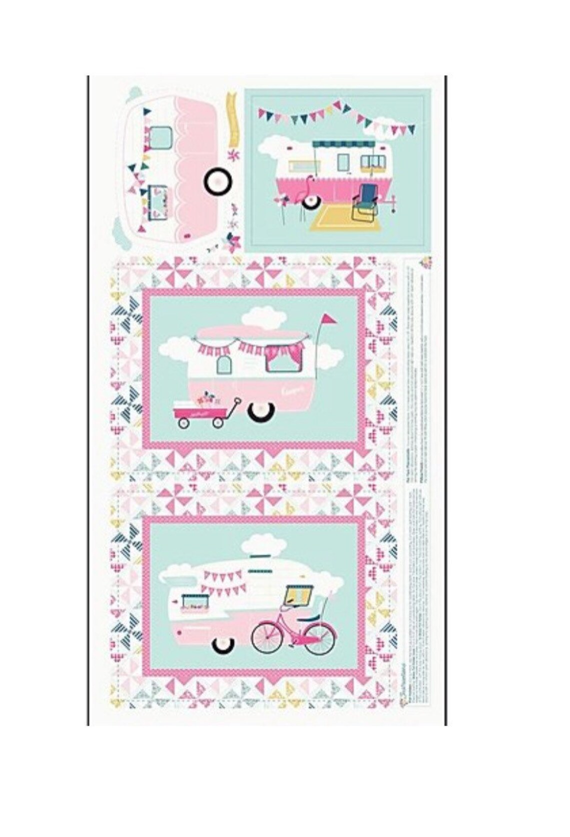 100% Cotton I'd Rather Be Glamping Pink Panel - Riley Blake Designs