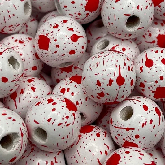 Wooden Beads Blood Splatter
