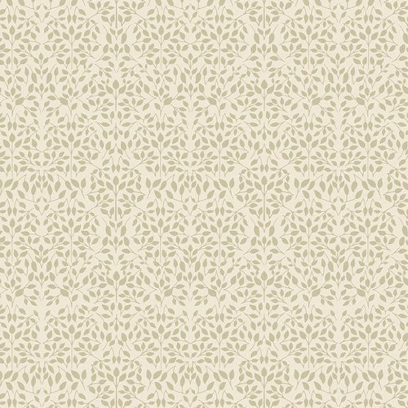 100% Cotton Ornate Foliage Snow from Spring Equinox by Katie OShea for AGF