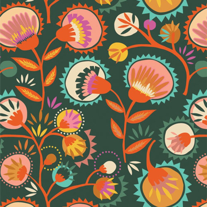 100% Cotton Kattaland Flora Deep