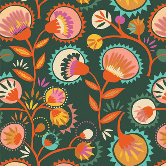 100% Cotton Kattaland Flora Deep
