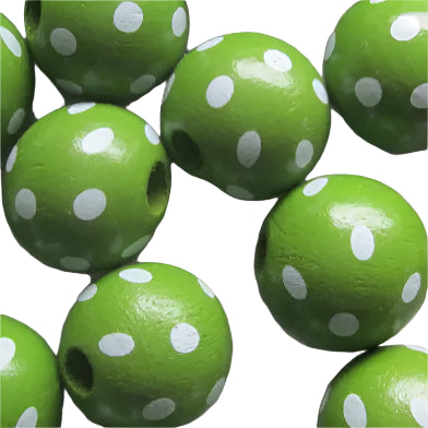 Wooden Beads Polka Dot Lime Green