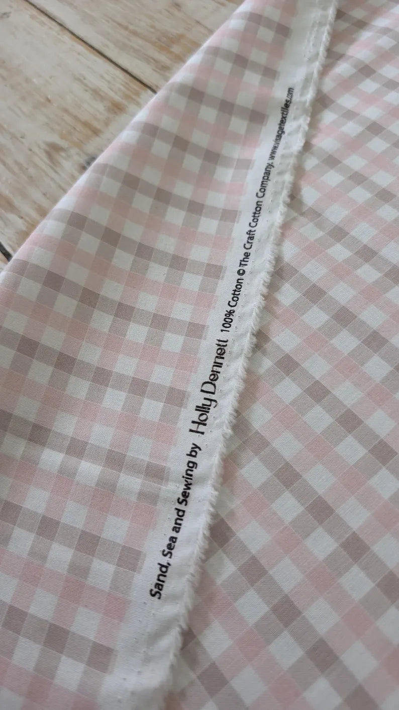 100% Cotton Pink and Beige Gingham