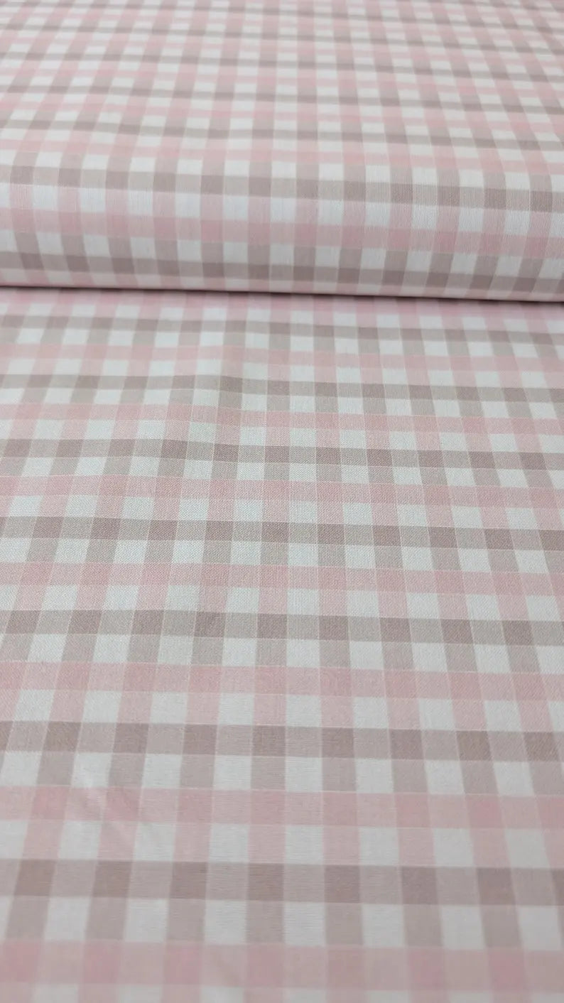 100% Cotton Pink and Beige Gingham