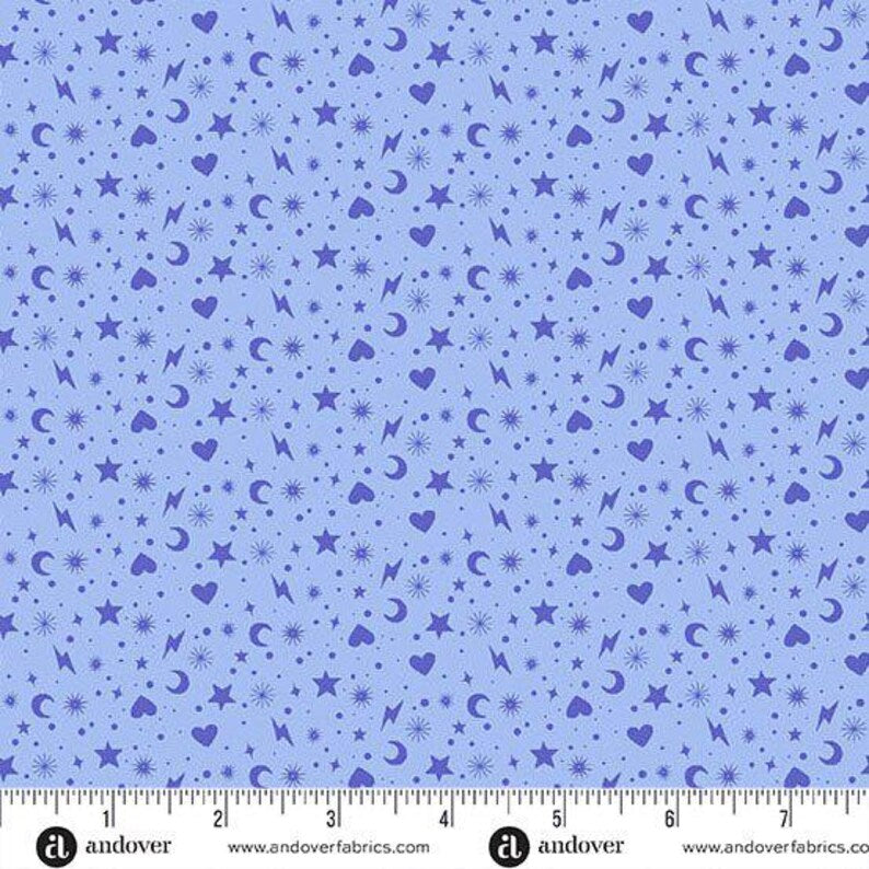 100% Cotton Perfect Day- Charm Toss Blue By Libs Elliot - Andover/Makower