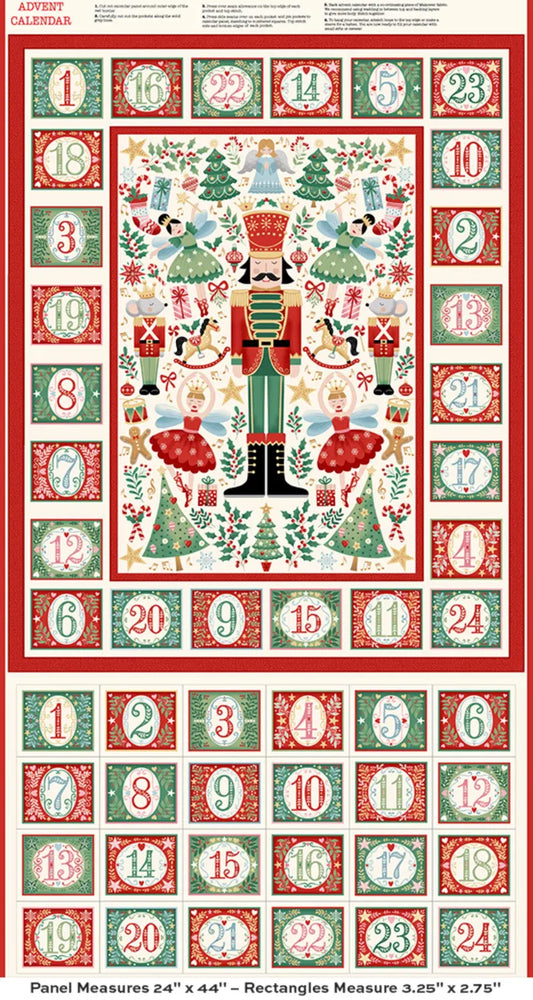 100% Cotton The Nutcracker  Advent Cream - Makower