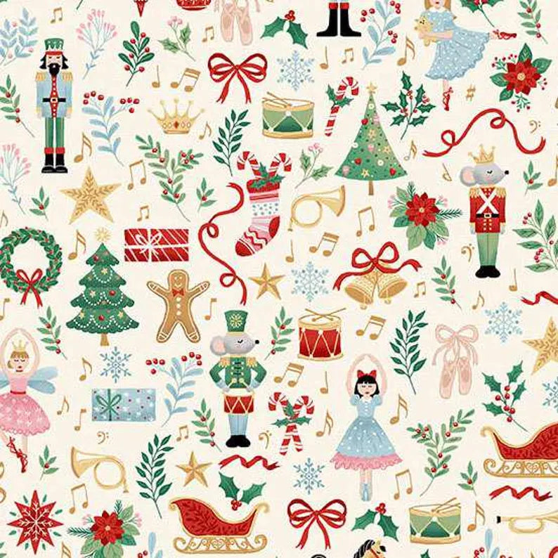 100% Cotton The Nutcracker Fairytale - Cream - Makower