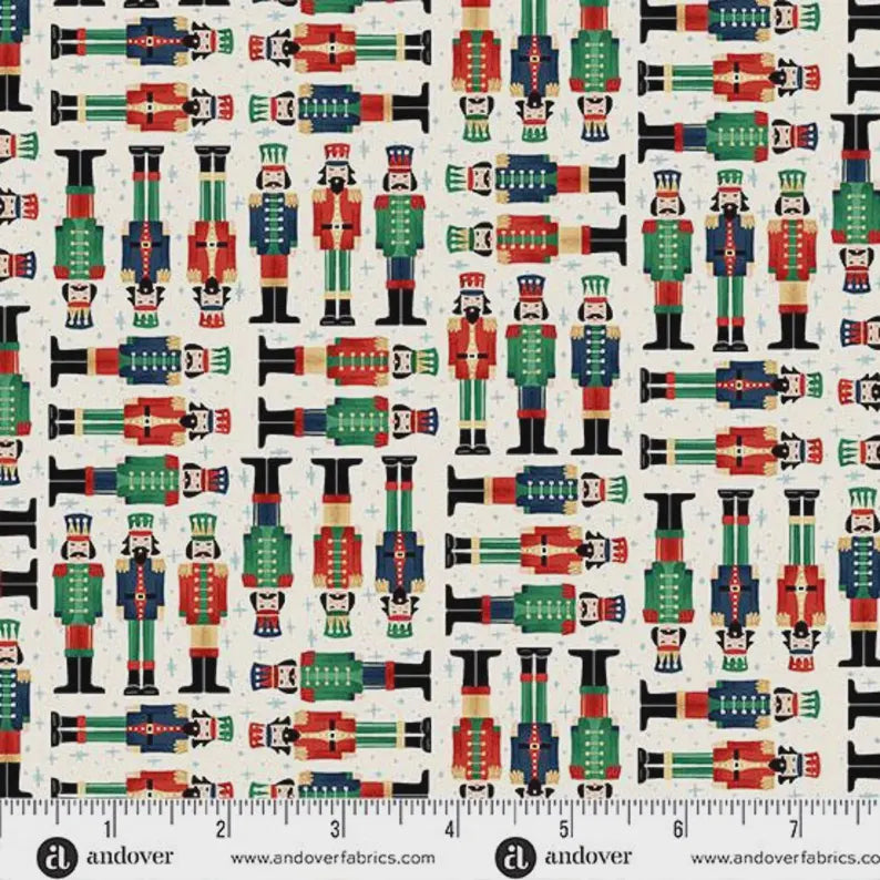 100% Cotton The Nutcracker Soldiers- Cream - Makower