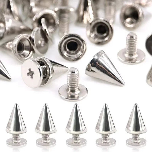 Metal Stud/Spikes- Screw On- Silver Coloured