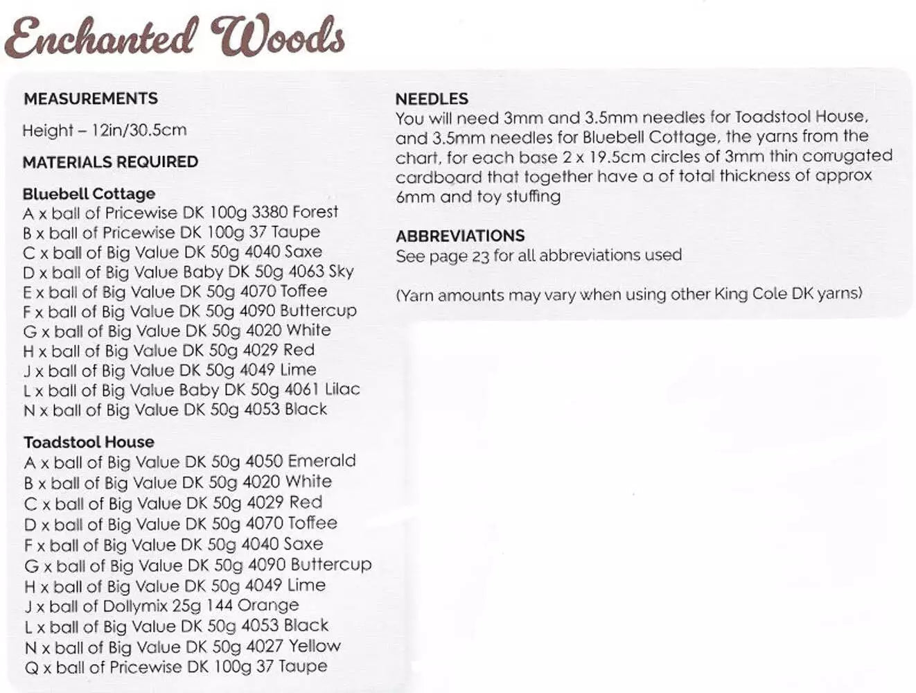 King Cole Enchanted Woods Book 1 Knitting