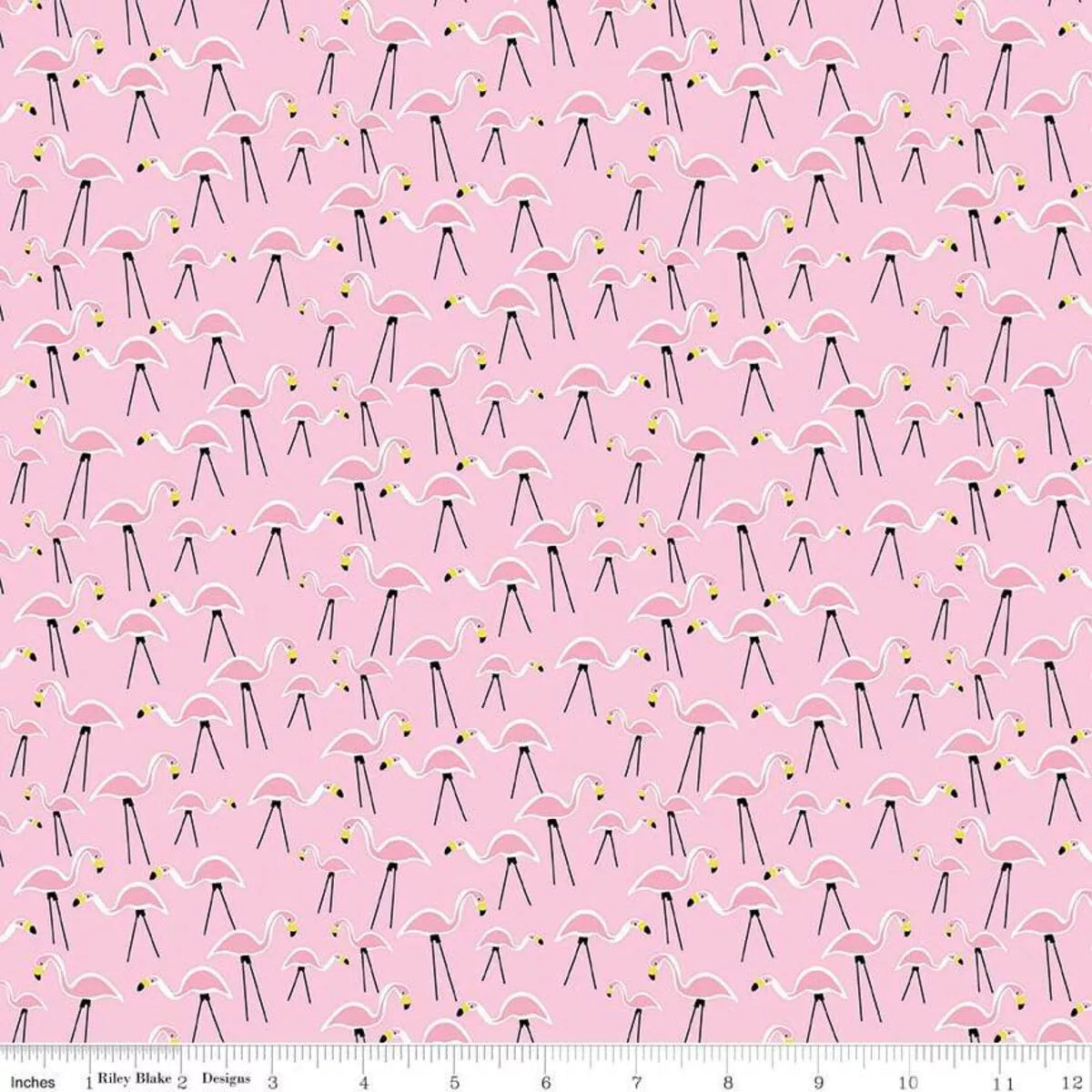 100% Cotton Flamingo Gnome and Gardens Pink Fabric by Riley Blake