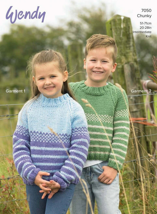 Wendy 7050 Knitting Pattern Chunky Children's Sweater
