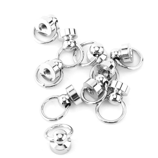 Metal Screw On Rivet with Hoop- Silver Coloured