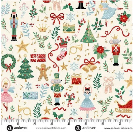 100% Cotton The Nutcracker Fairytale - Cream - Makower
