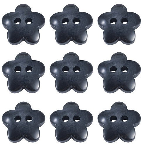 Buttons Flower Black 2 Hole