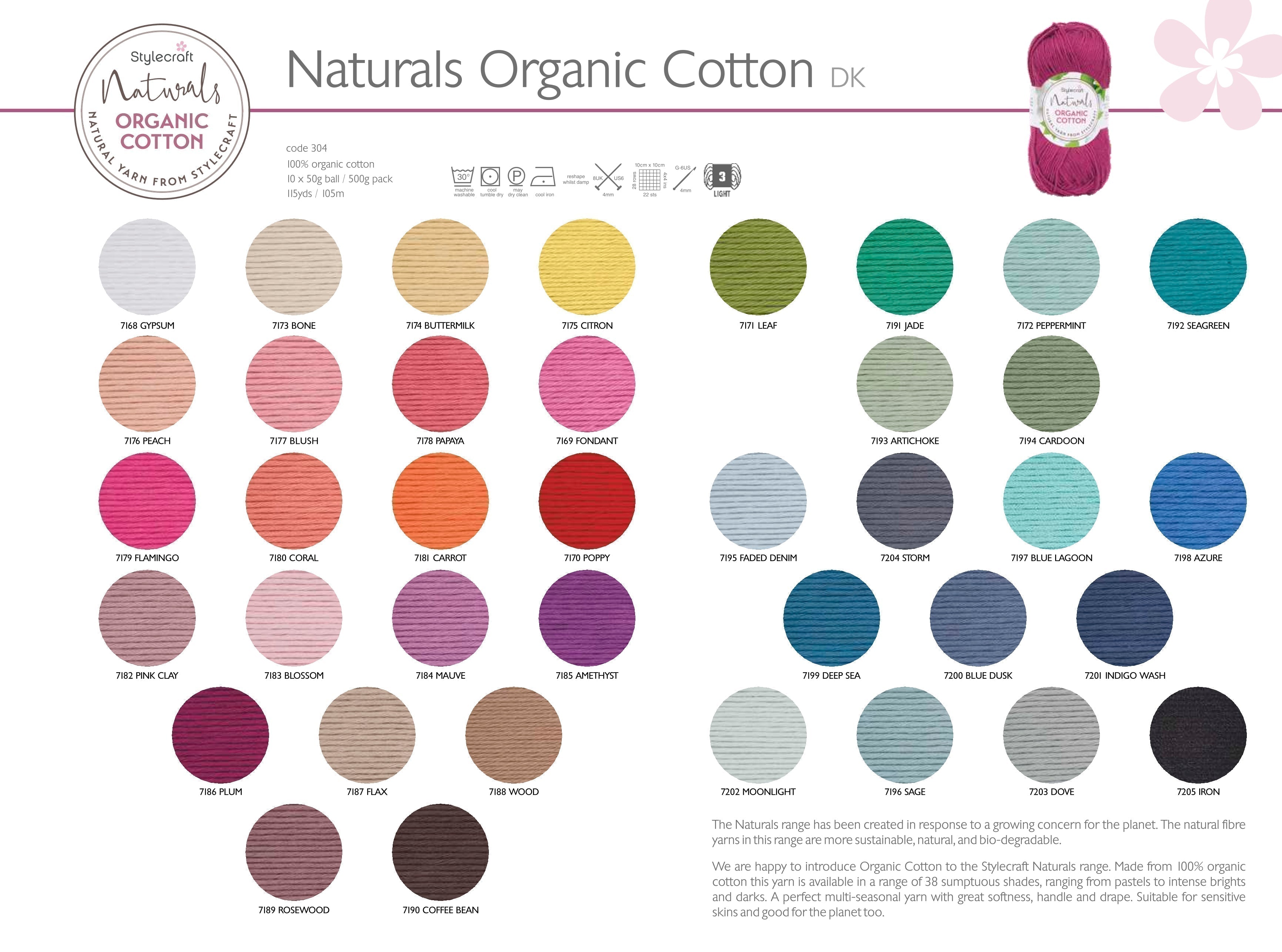 Stylecraft Naturals Organic Cotton Double Knit - 7189 Rosewood