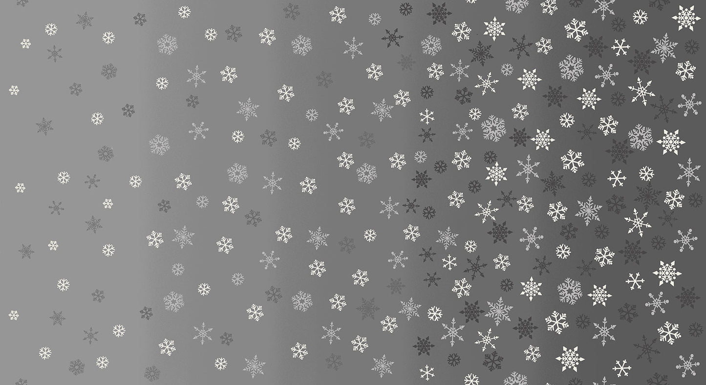 100% Cotton Snowflake Ombre - Double Border  By Makower