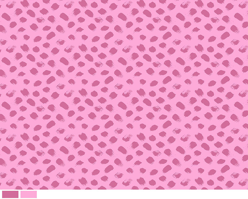 100% Cotton - Paint Brush Dots (Candy Pink)