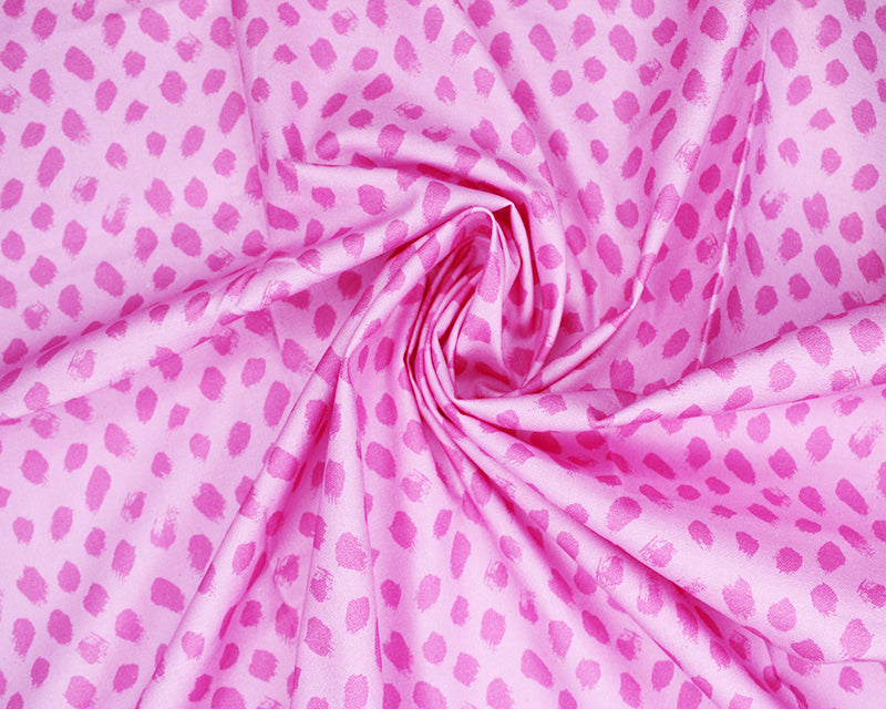 100% Cotton - Paint Brush Dots (Candy Pink)