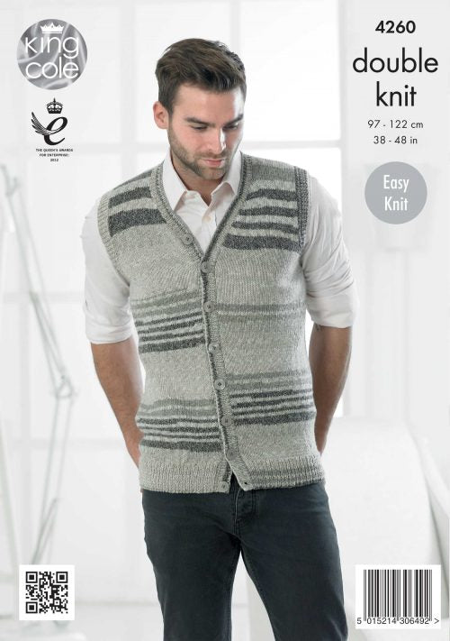 King Cole 4260 Mens Slipover and Waistcoat Double Knit