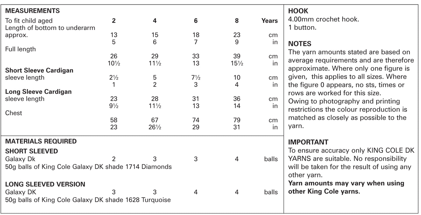 King Cole 4427 Short Cardigans