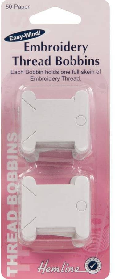 Hemline Embroidery Thread Bobbins- Paper/card 50 pcs