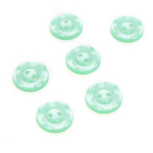 Scalloped Edge Button - Green 11mm