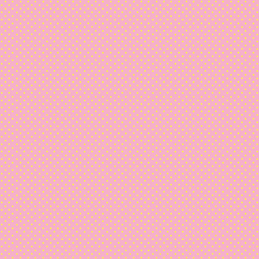 100% Cotton Spot - Yellow Spot on Pink By Makower