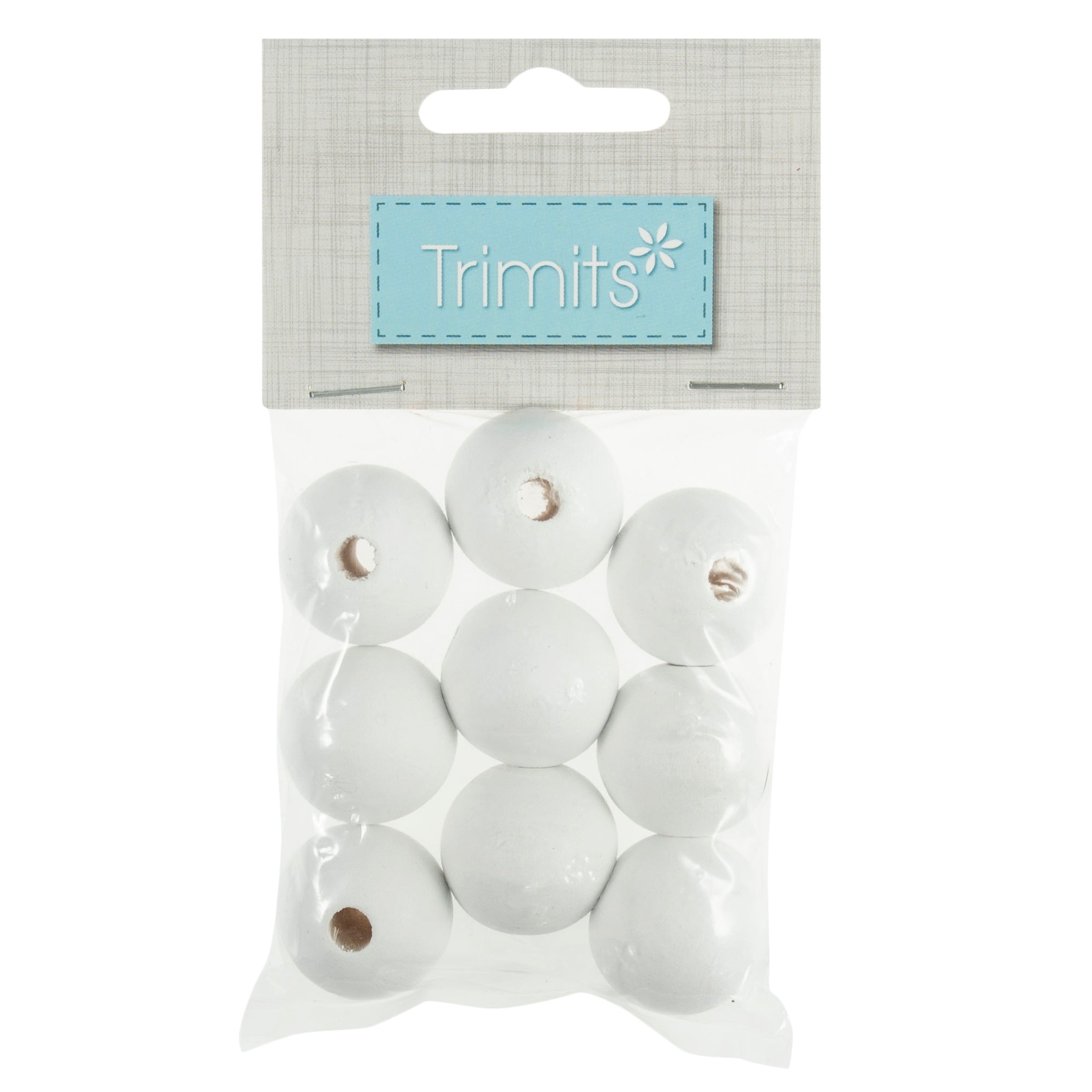 Wooden Craft Beads 25mm white