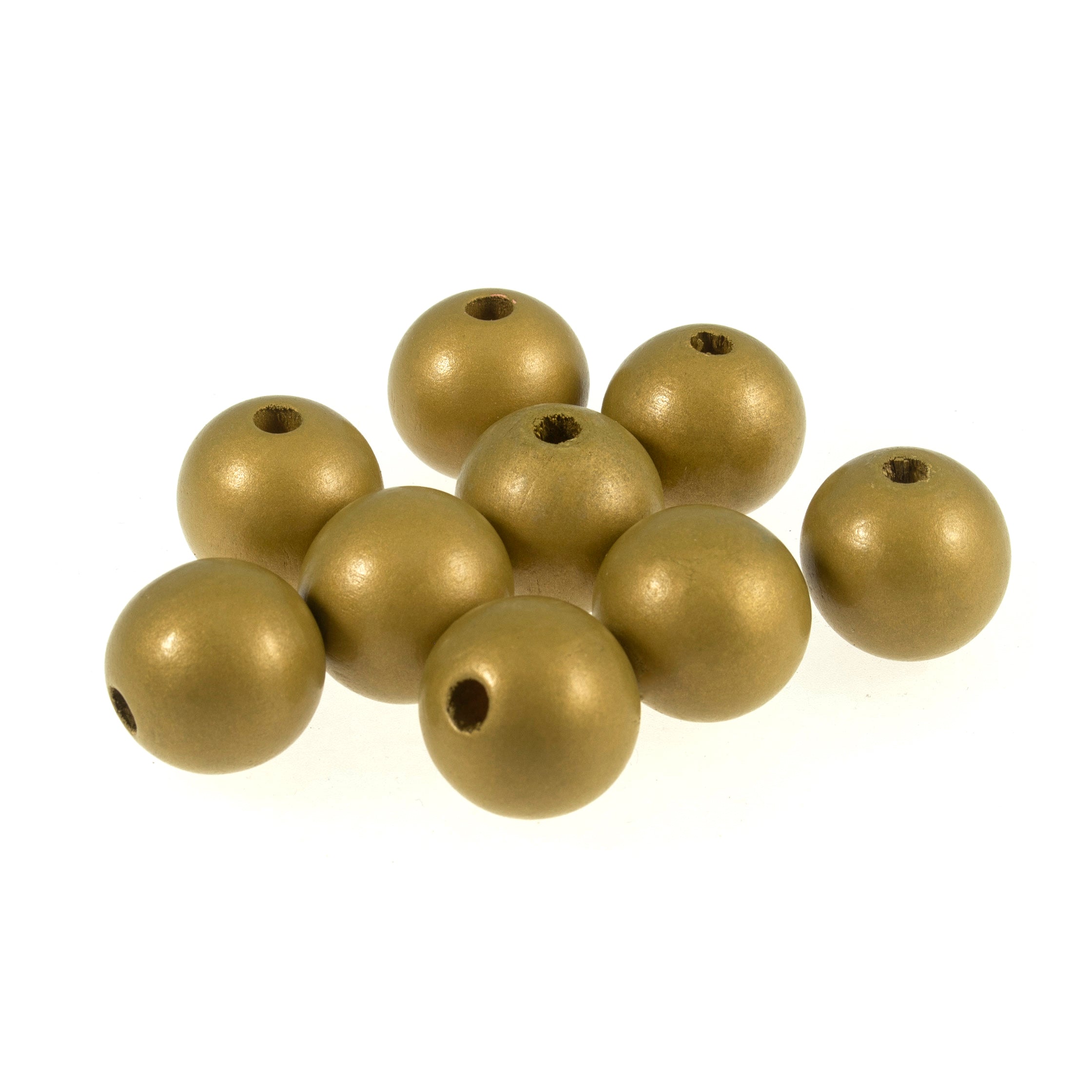 Wooden Craft Beads 25mm Gold