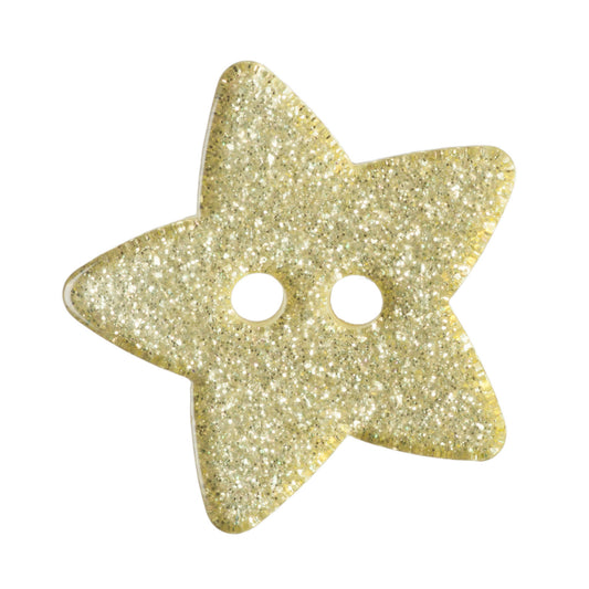 Glitter Star Buttons - Light gold/yellow 18mm