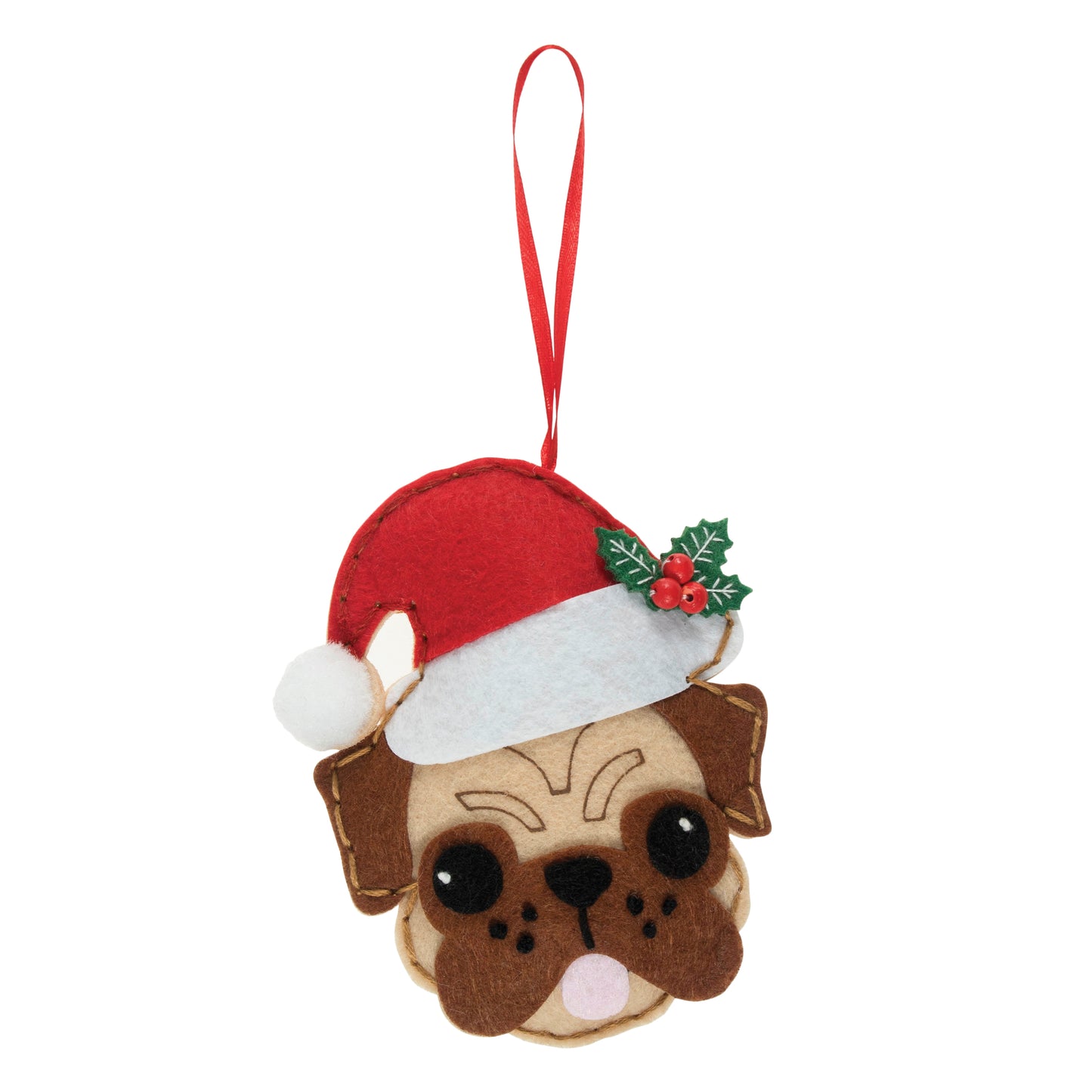 Felt Decoration Kit - Pug in a Santa Hat