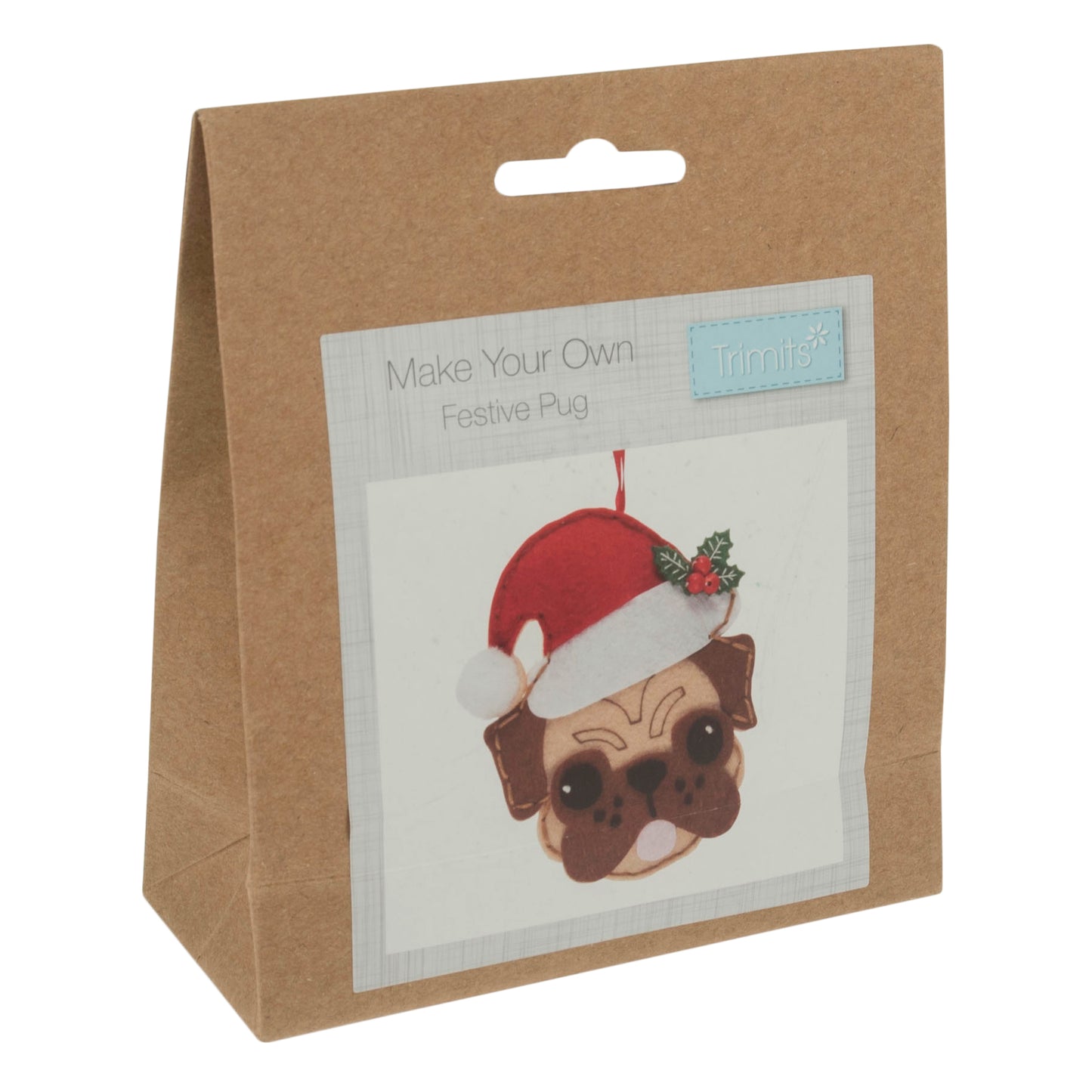 Felt Decoration Kit - Pug in a Santa Hat
