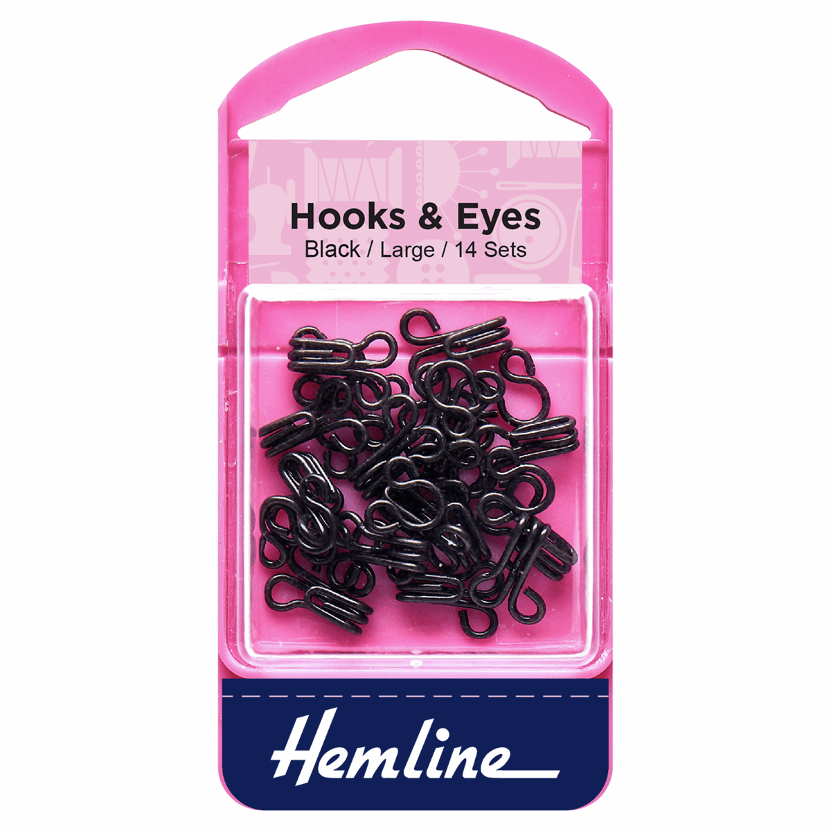Hemline Hooks & Eyes Size 3 -Black - 14 Sets~