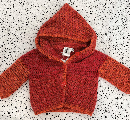 Hand Crochet Hooded Jacket Age 0-3 Months