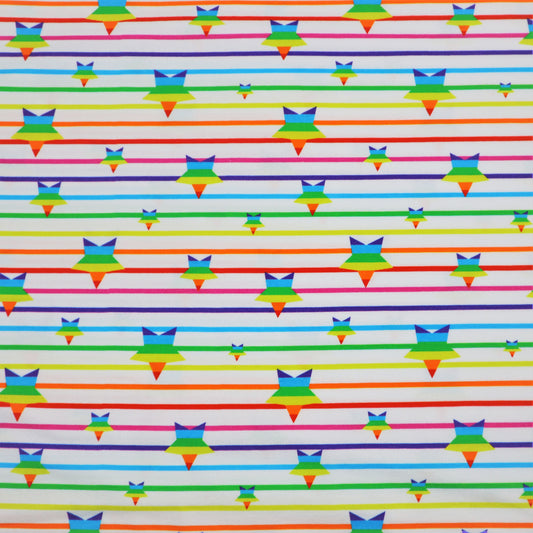 SALE Cotton Jersey in Rainbow Star and Stripes