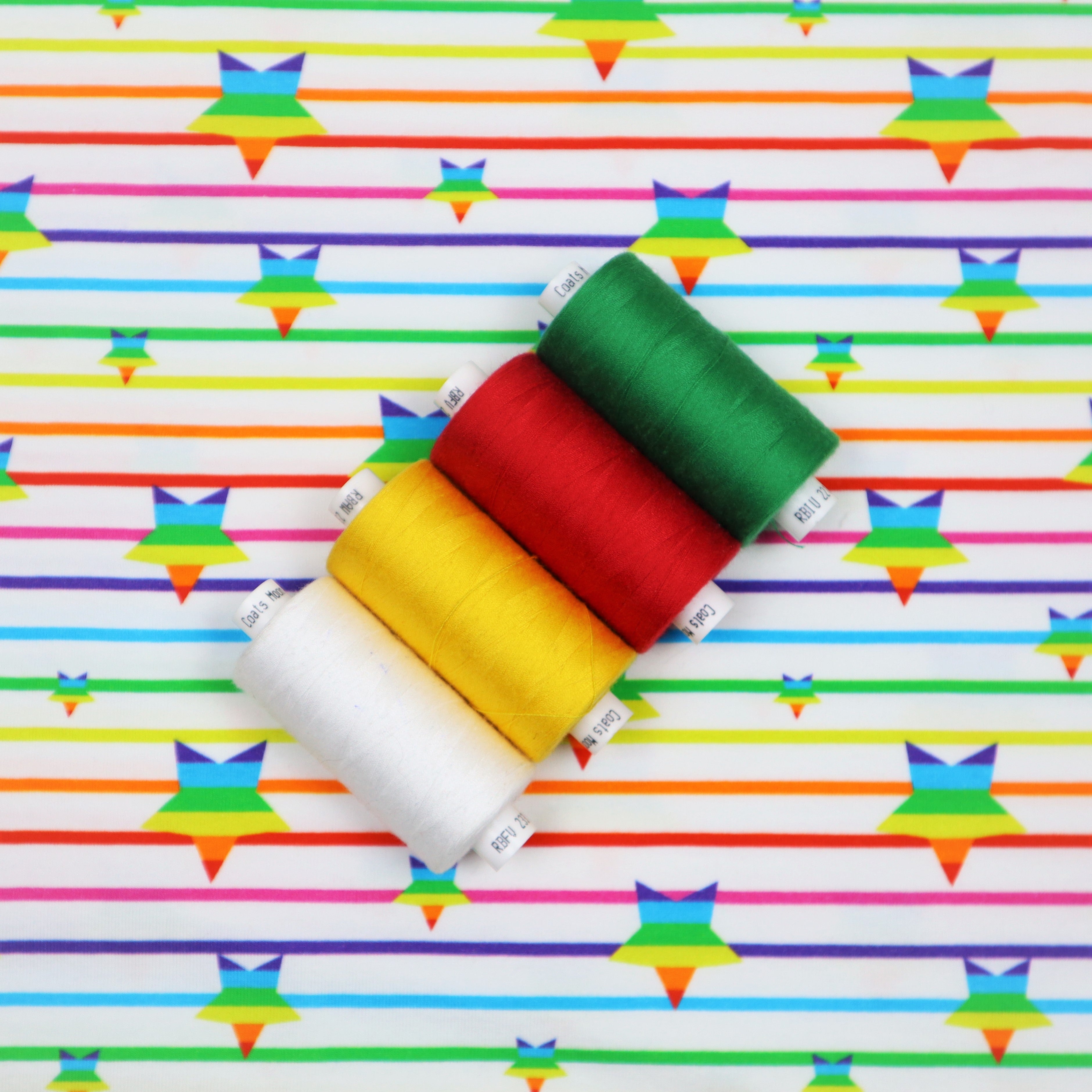 SALE Cotton Jersey in Rainbow Star and Stripes