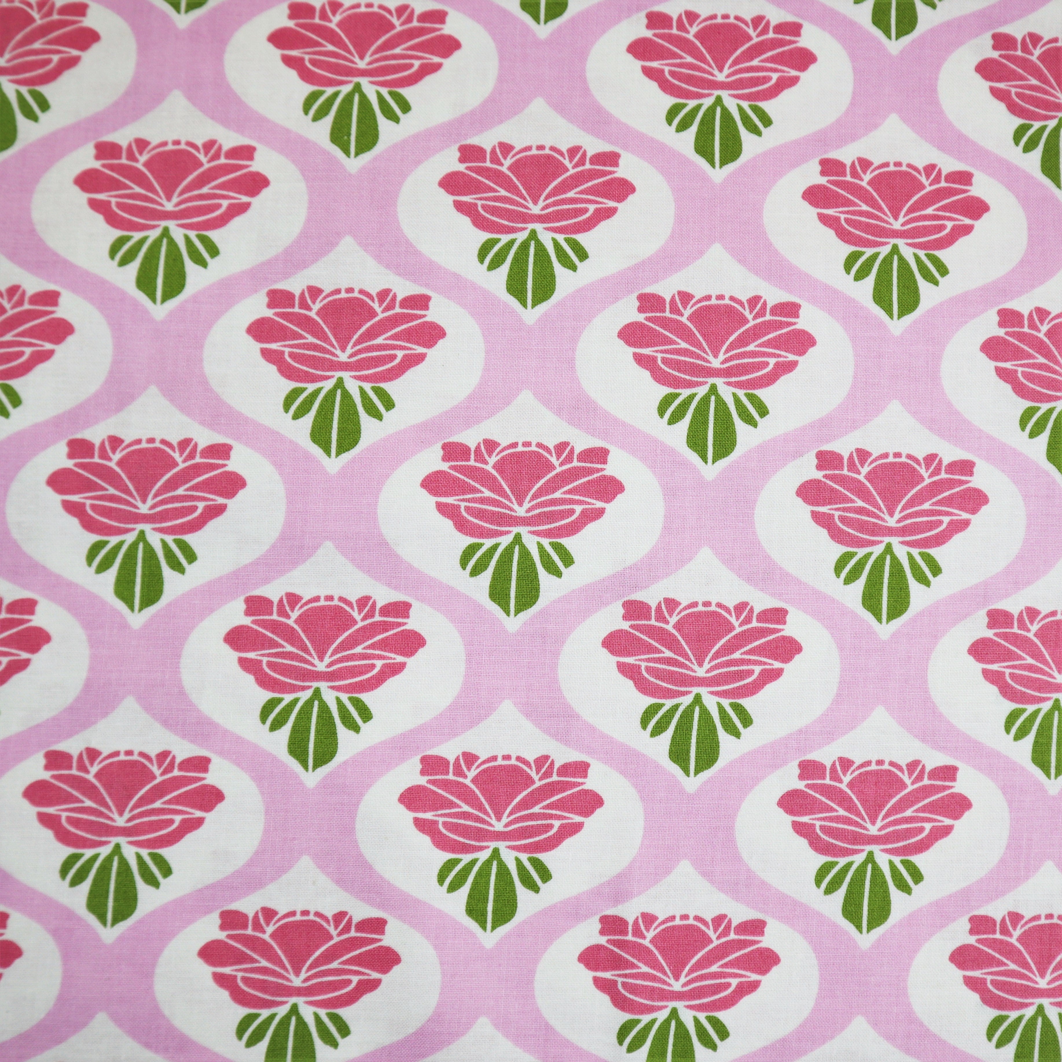 100% Cotton in Pink Flower Bud Print