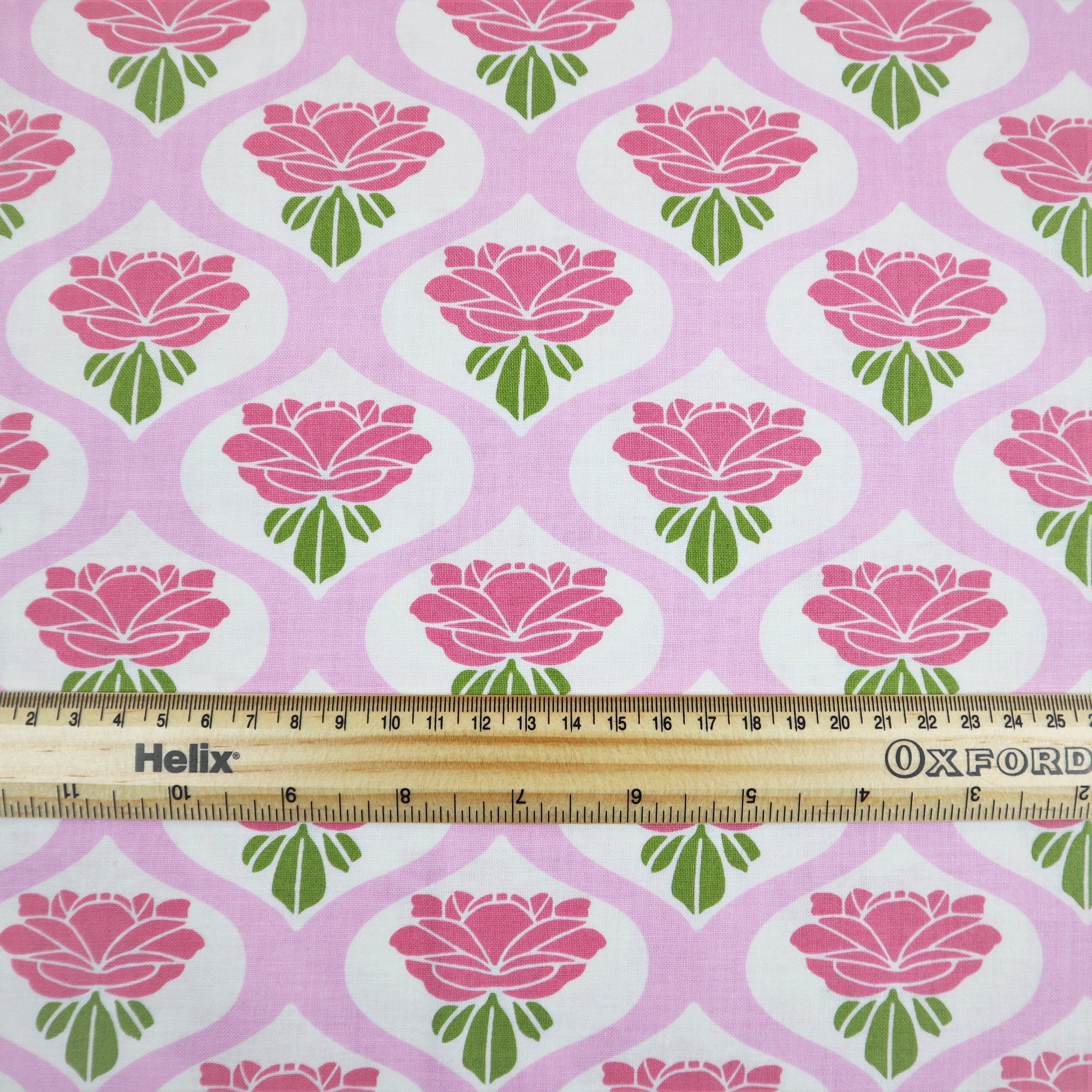 100% Cotton in Pink Flower Bud Print