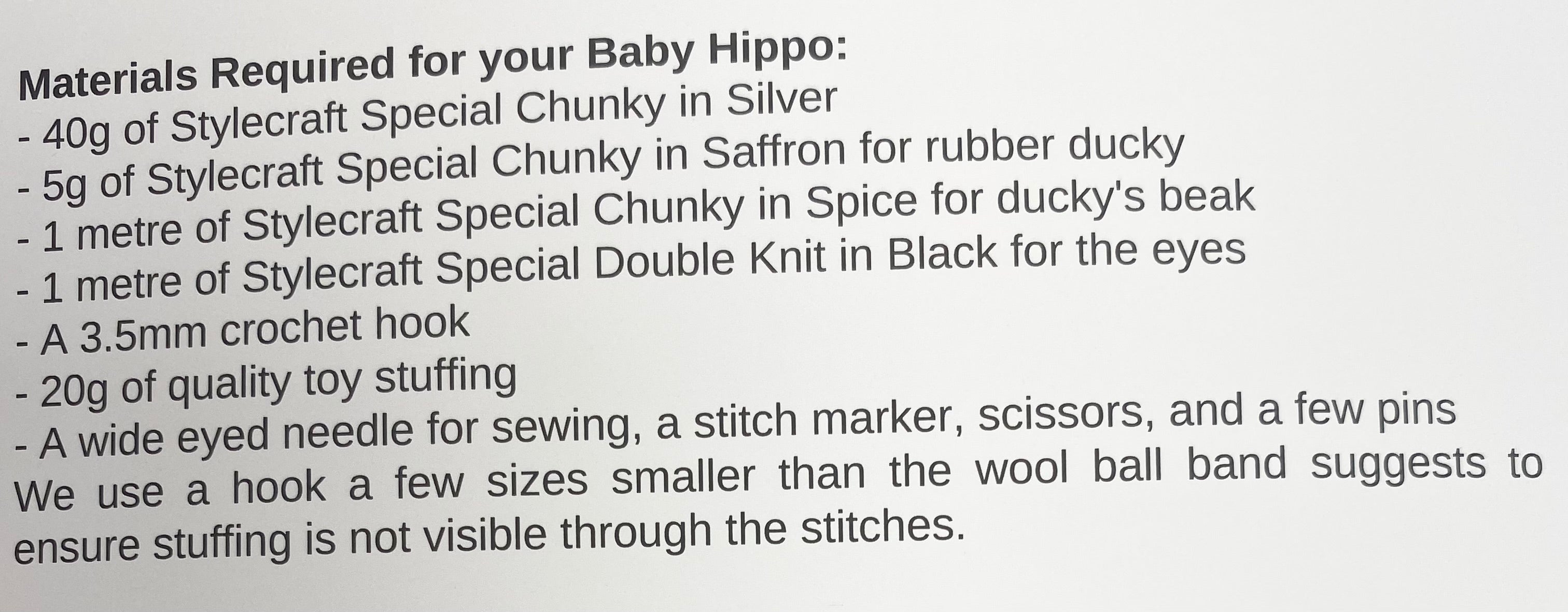 Wee Woolly Wonderfuls - Baby Hippo