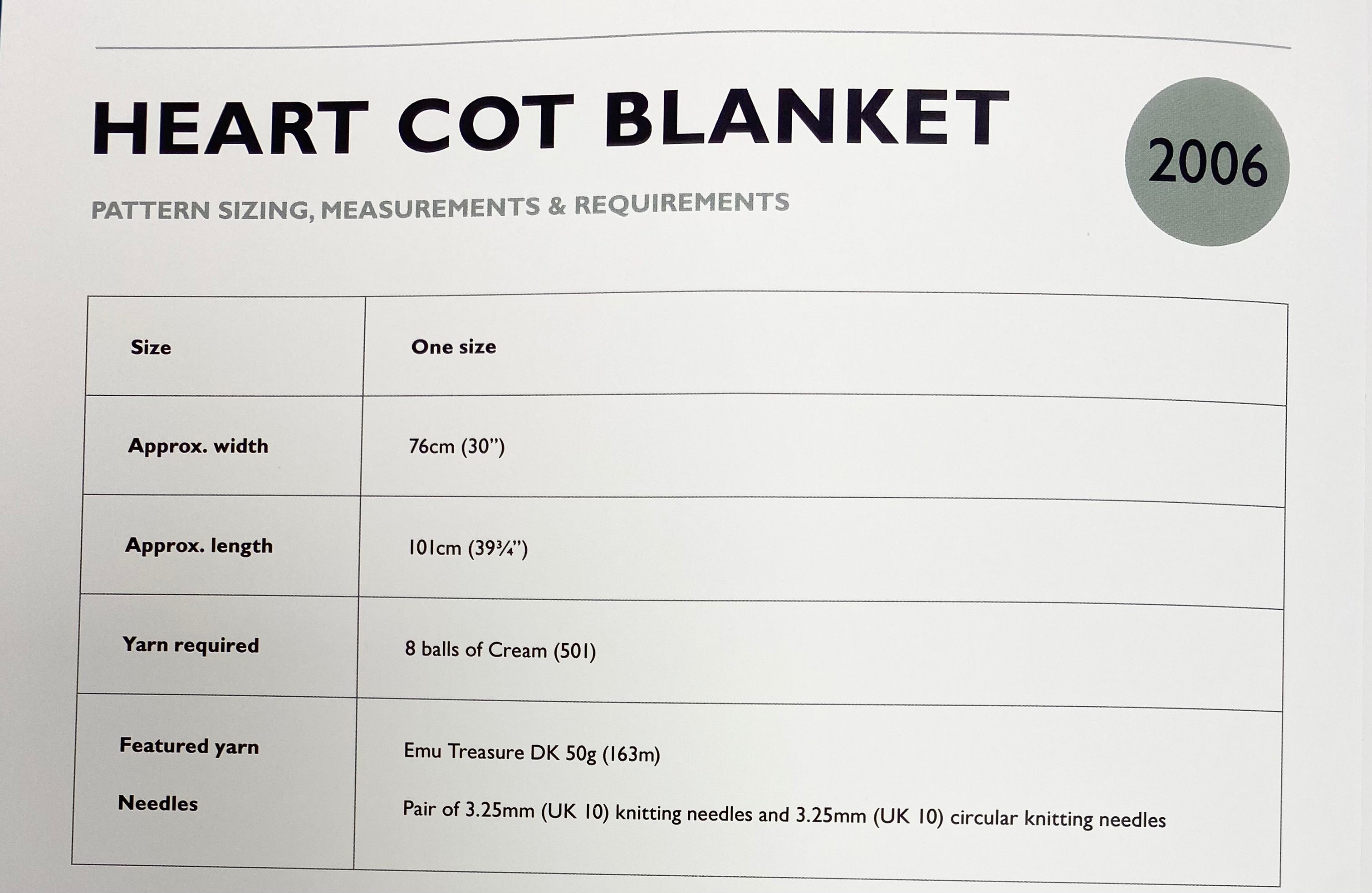 Emu Knitting Pattern Heart Cot Blanket  DK (2006)