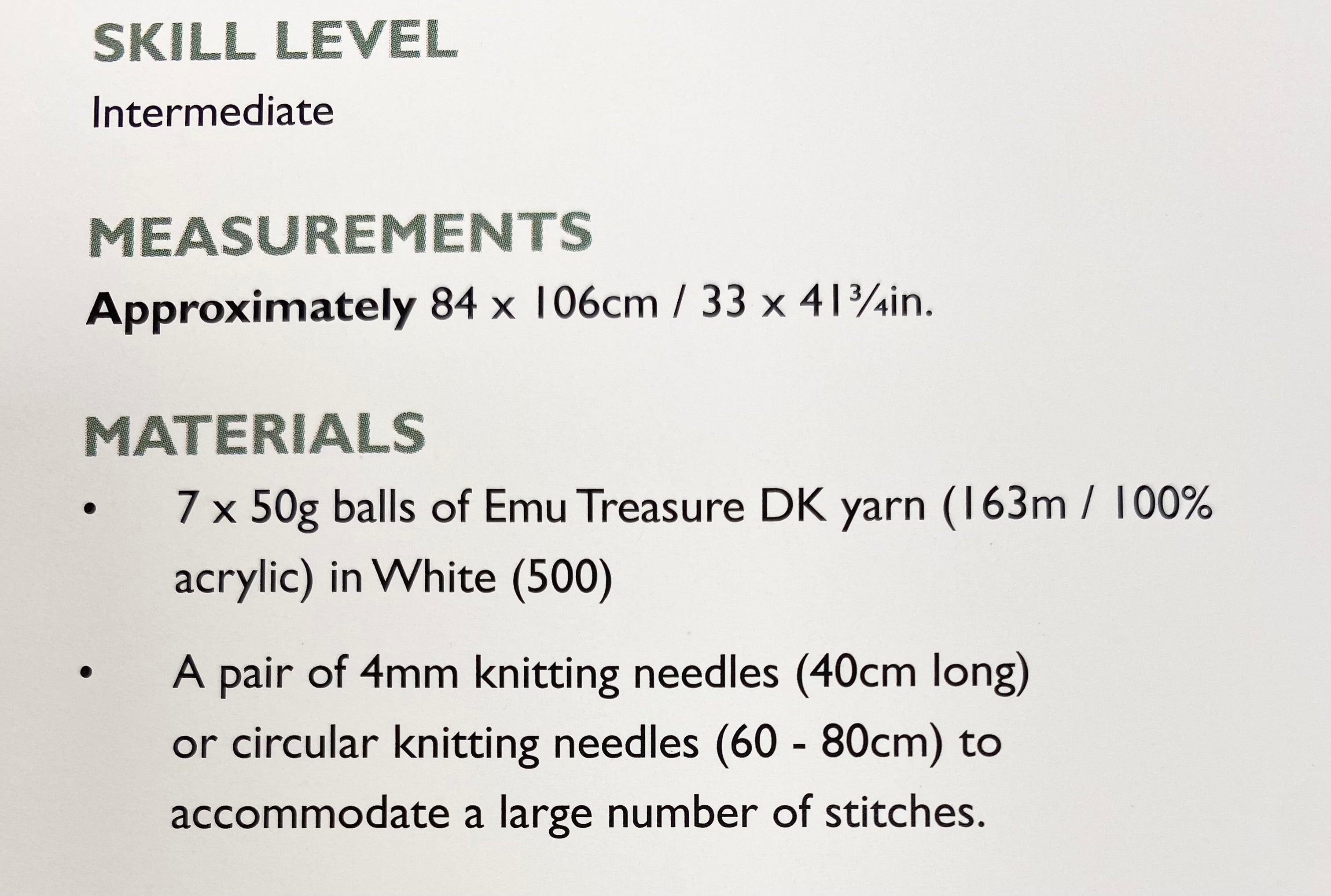 Emu Knitting Pattern White Lace Blanket DK (2001)