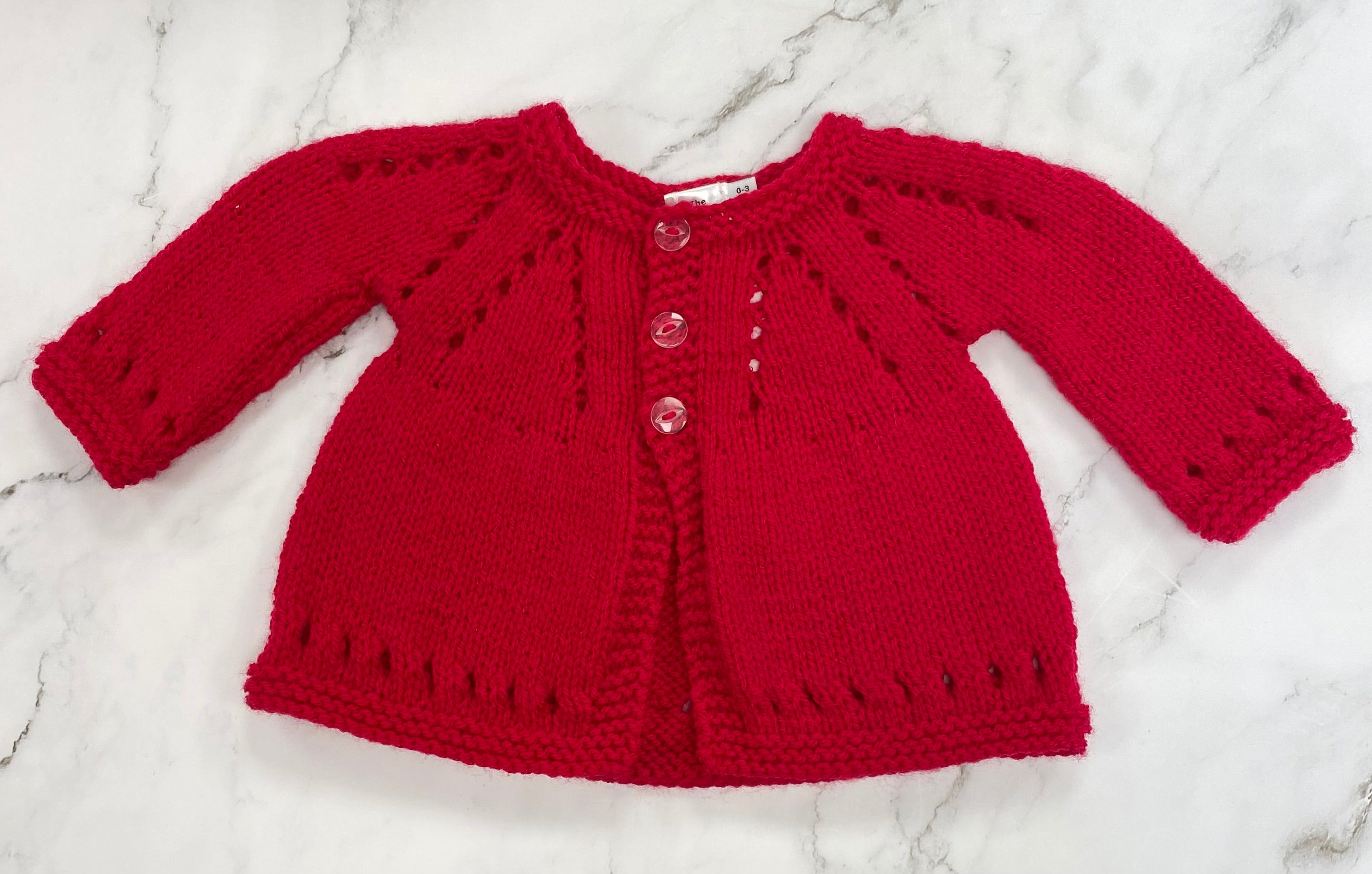 Hand Knitted Cardigan Age 0-3 Months